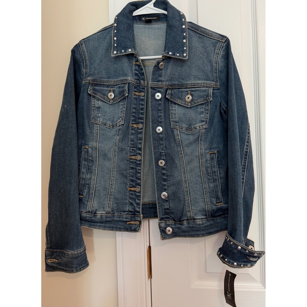 INC International Concepts Studded Denim Jacket MD Indigo XS 100070432